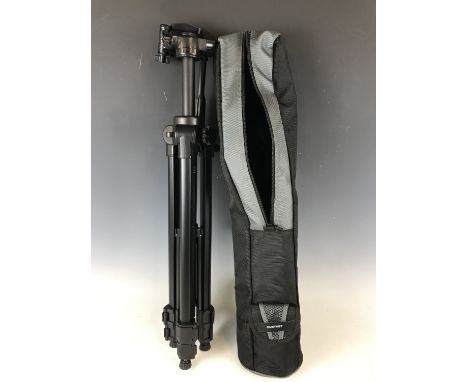 A contemporary telescopic camera tripod and case