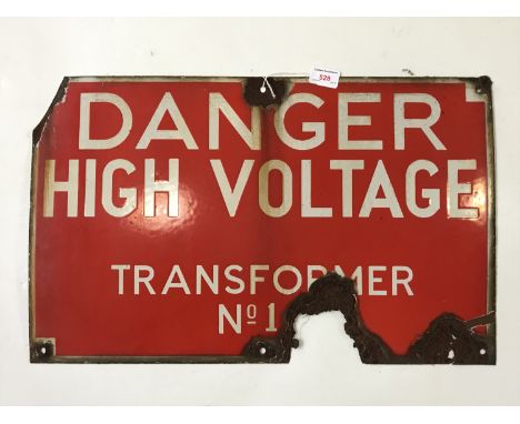 A "Danger, High Voltage" enamel sign, 38 x 61 cm 