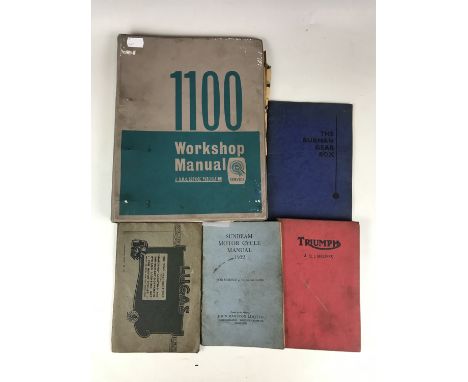 Sundry car and automotive books including Triumph Motorcycles and Sunbeam Motorcycle Manual 1932 etc