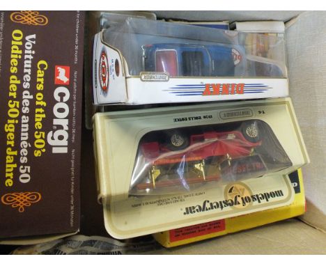 Boxed models to include Britains Home Farm four farrow tractor plough No.138F, muledozer No.174F, tipping trailer No.130F, di
