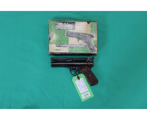 A Webley &amp; Scott Premier 'B' series .22 cal air pistol, this example is in excellent condition and has its original box w