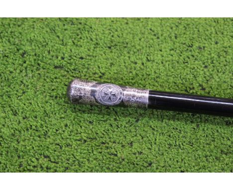 An unusual swagger stick with silver top and ferrule, Birmingham 1941, badged to St Johns