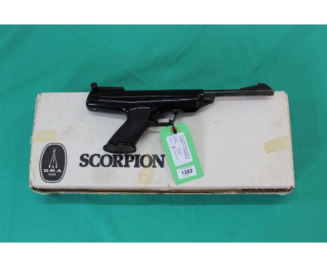 A B.S.A. 'Scorpion' .22 cal air pistol, in original box with paperwork, overall in excellent condition, S/No.RB57803, as a po