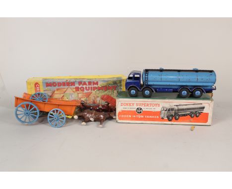 Boxed Dinky 504 Foden tanker plus Crescent Toys horse and cart