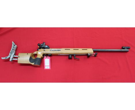 A .22 R/F Anschutz Super-match model 1913 target rifle, this iconic target rifle has specialised rear and front sights and ov