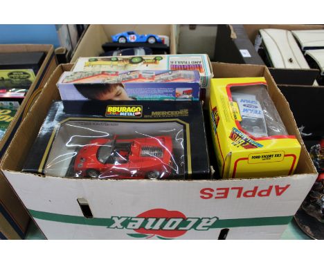 Boxed larger scale models including Valnikem tractor and trailer, Burago, Shell Classico and Siku