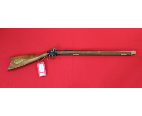 A muzzle loading percussion rifle in .45" cal with set trigger by Replica Arms, Italy, S/No.3357, this item can only be purch