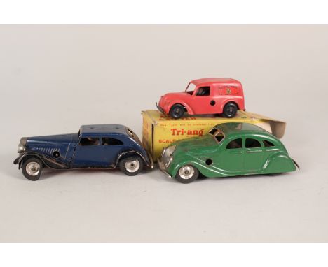 Boxed Triang Minic Austin A40 van, Royal Mail plus two unboxed cars