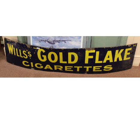 A Wills Gold Flake Cigarettes enamel sign, 15" x 72"