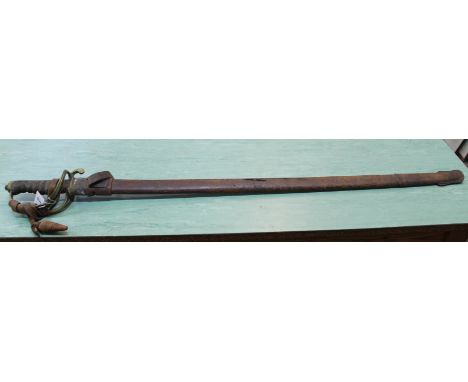 A British 1821 model Light Cavalry/Royal Artillery Officers sword and scabbard (loft find, as found)