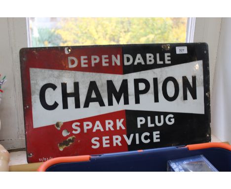 An enamel Campion Spark Plugs sign, 13" x 22"
