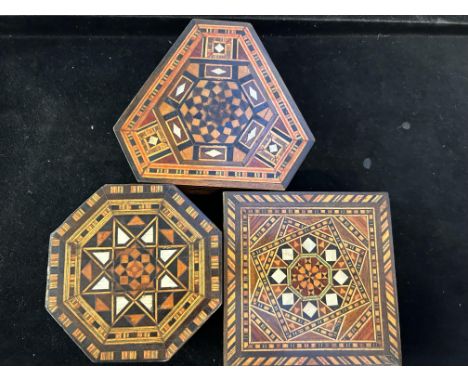 3 Small inlaid trinket boxes 