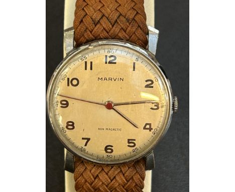 Gents vintage Marvin wristwatch, manual wind movement currently ticking 