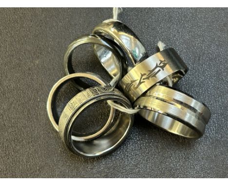 Collection of Titanium & white metal rings 