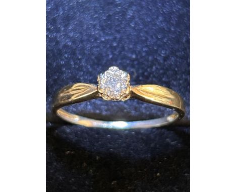 9ct Gold diamond solitaire ring Size Q 1.2g