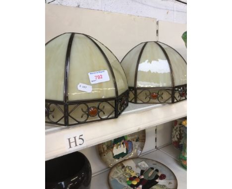 TWO METAL AND GLASS LIGHT SHADES       H5