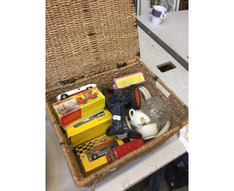 BASKET OF MODEL VEHICLES INCLUDING A CHAD VALLEY TRACTOR T4