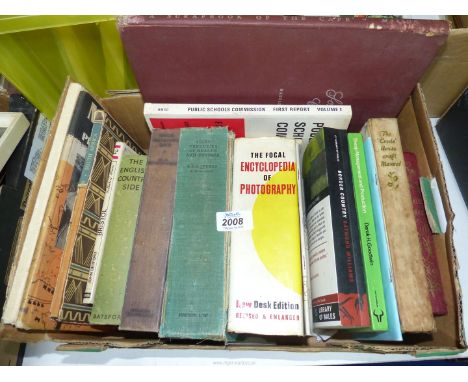 A box of books including The Focal Encyclopedia of Photography, A Scrap Book of The Cape, Border Country, etc.
