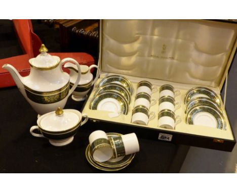 Royal Doulton Vanborough twelve piece coffee service in original fitted box, together with an additional two coffee cans and 