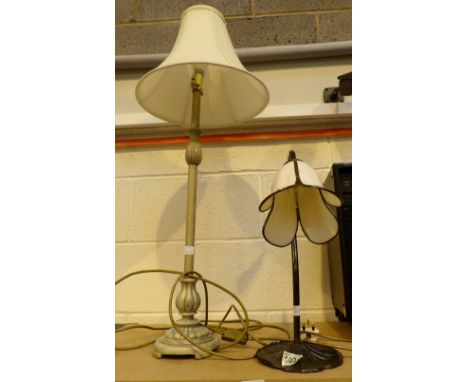 Two table lamps including ceramic tulip shaped example