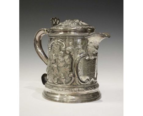 Scottish Interest - Large Victorian silver presentation jug, for the City of Edinburgh &amp; Midlothian Rifle Association, in