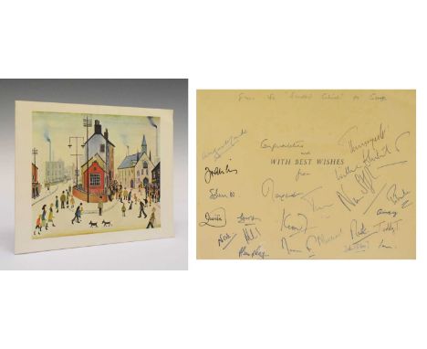 Conservative 'Shadow Cabinet', 1976 - Lowry designed greeting card, signed by members of the 'Shadow Cabinet' congratulating 