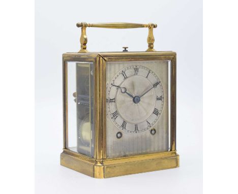 Paul Garnier, inspected by Vulliamy - Second quarter 19th Century French brass repeater carriage clock, circa 1835, the silve