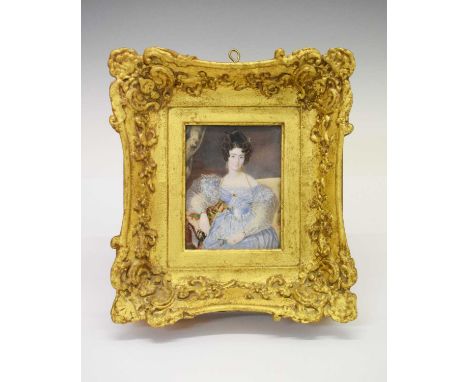 Good second quarter 19th Century watercolour on ivory, 'Eliza Georgina Richardson, daughter of General Richardson, married Ma