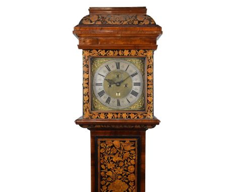 Fine walnut and floral marquetry-cased 8-day longcase clock George Murgatroyd, London, circa 1700, the 12-inch square brass d