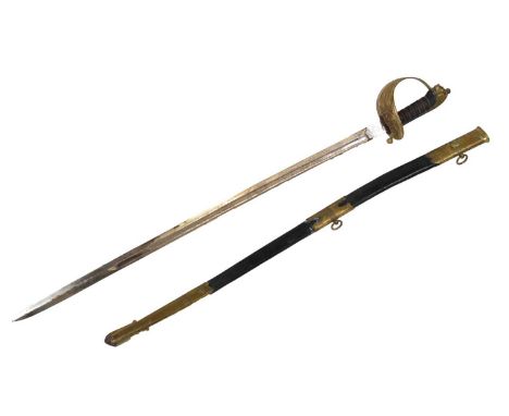 Royal Naval officer's sword, 80cm blade by Manton &amp; Co., etched with foliage, crowned fouled anchor and the Royal Arms, r