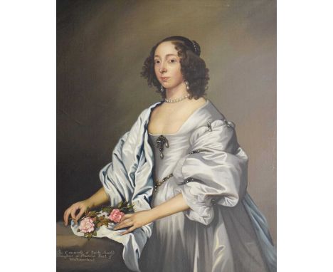 Manner of Antony Van Dyck - Oil on canvas - Three-quarter length portrait of The Countess of Bath, second daughter of Francis