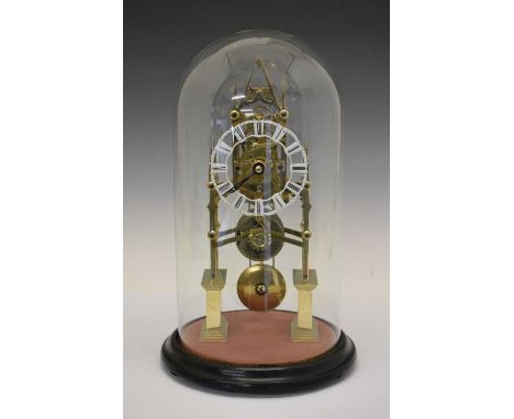 Victorian single fusee skeleton timepiece with dome, with 4.5-inch white-enamelled pierced wavy-edged Roman chapter ring, the