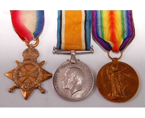 A WW I 1914-15 Star, British War and Victory trio, naming 18113. PTE. A.G. PLUME. SUFF. R. (3)