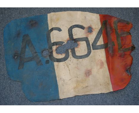 A large patch of canvas, thought to have been removed from a downed plane in Germany.