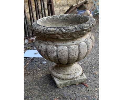 A further composite stone garden planter of urn form, 30cmD, 32.5cmH 