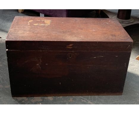 A 19th century trunk, with key and carry handles, 84x44x47cmH 
