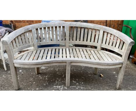 A 'Teak Style' garden bench with slatted back, approx. 158cmW