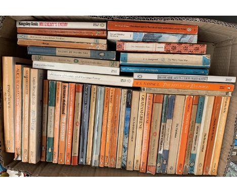 PENGUIN BOOKS: a box. Some vintage. c. 60 items. 