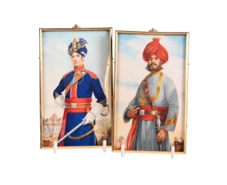 Michael Martlett RMS (1922-2008), two portrait miniatures, Native Officer - Fanes Horse, 10th Duke of Cambridge's Lancers (Ho