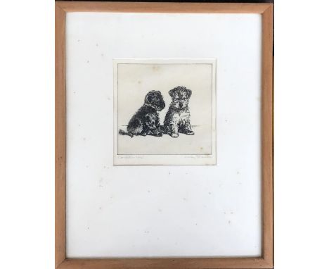 'Neighbours', Lucy Dawson, Collins 1946; together with after Lucy Dawson, etching of two terriers, signed and titled, 11x11cm