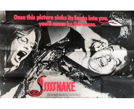 An Original vintage movie poster for the horror film 'Sssssss' or 'Ssssnake', 102x75cm 