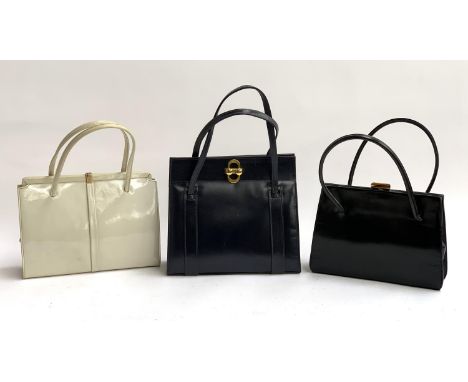 Three vintage leather ladies handbags, to include Waldybag, the widest 24cmW