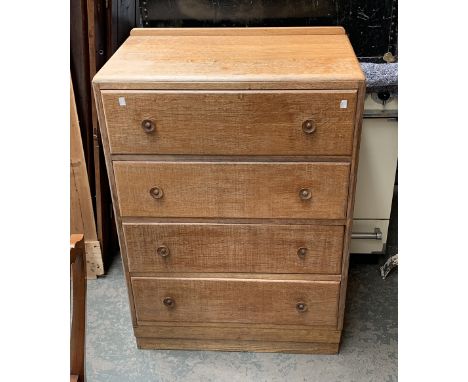 A mid century light oak chest of four drawers in the manner of Heals, 75x44x106cmH 