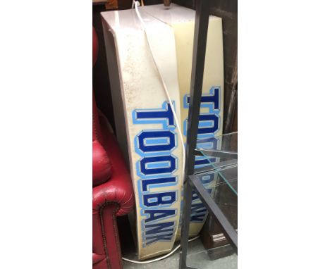 Two 'Toolbank' vintage shop display signs, each 100cmW 