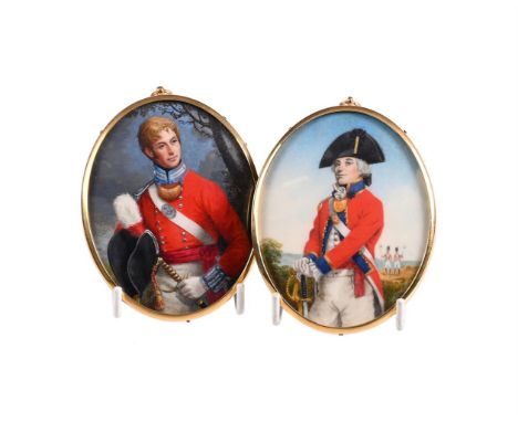 Michael Martlett RMS (1922-2008), two portrait miniatures of the 1st regiment of foot guards, oil on ivorine, initialled and 