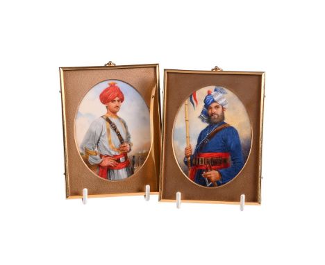 Michael Martlett RMS (1922-2008), two portrait miniatures, Sowar, 10th Bengal Cavalry, Native Officer Fanes Horse, oil on ivo