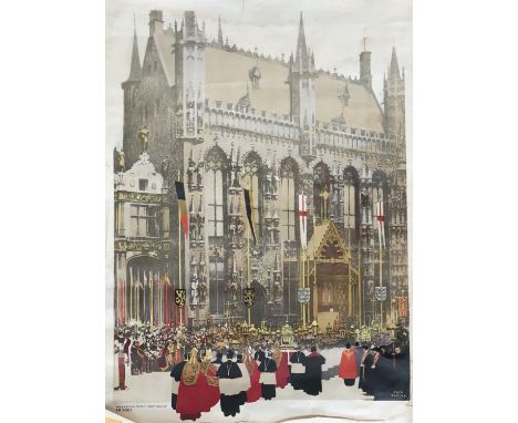 Fred Taylor (1875-1963), original vintage travel posters, 'Procession of the Holy Blood, Bruges', and 'Der Romer Frankfurt O.