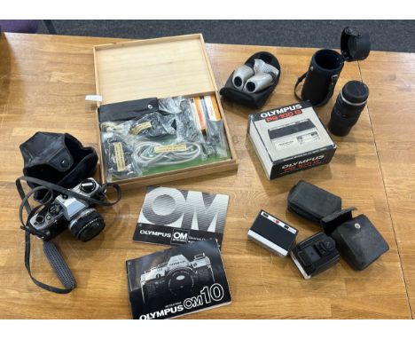 Selection of vintage Olympus camera and accessories - untested