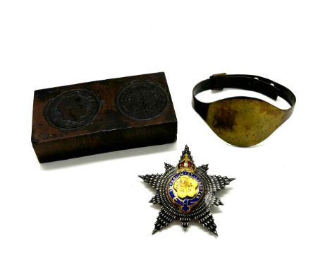 Selection of collectables includes trench art bangle, Imperium badge etc