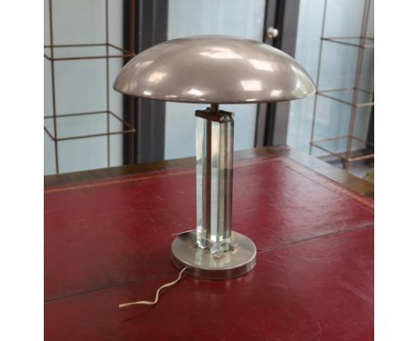 A Deco style chrome and lucite table lamp,  approximately 42cm high